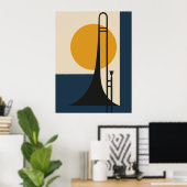 Poster Trombone Silhouette | Milieu du XXe siècle Moderne (Bureau à domicile)