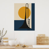 Poster Trombone Silhouette | Milieu du XXe siècle Moderne (Cuisine)