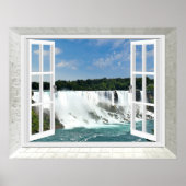 Poster Trompe l'oeil Cascade Fake Window View (Devant)