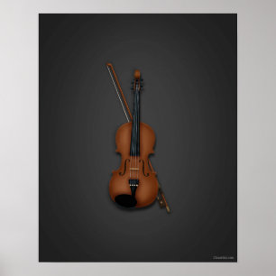 Poster Trompe L'oeil Violin & Bow Classical Music