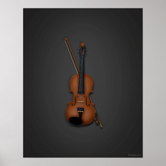 Poster Trompe L'oeil Violin & Bow Classical Music (Devant)