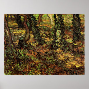 Poster Troncs d'arbres avec du lierre par Vincent van Gog