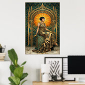 Poster Trône en or de l'arbre à fleurs de cerisier Art Dé (Bureau à domicile)