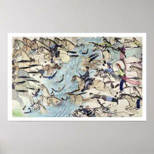 Poster Troopers traversant la rivière (encre sur papier