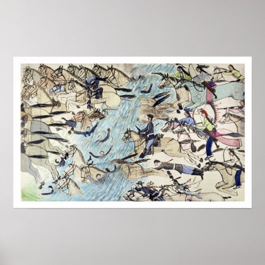 Poster Troopers traversant la rivière (encre sur papier (Devant)