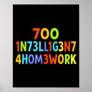 Poster Trop Intelligent Pour Les Devoirs Drôle De T-Shirt