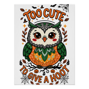 Poster Trop mignon pour faire hooter le design de hibou