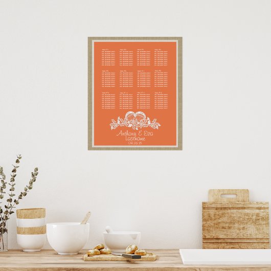 Poster Tropcial Seashell Beach Theme Seat Chart (Cuisine)