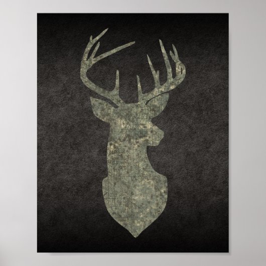 Poster Trophée Regal Buck Deer Silhouette au Camouflage (Devant)
