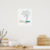 Poster Tropic Breeze Abstrait Palm Tree Line Art Print (Cuisine)