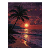 Poster Tropical beach at Sunset (Devant)