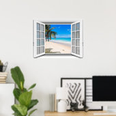 Poster Tropical Beach Fake Window View 3D (Bureau à domicile)