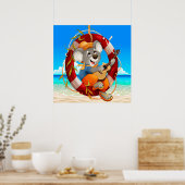 Poster Tropical Beach Guitar Jouer Koala (Cuisine)