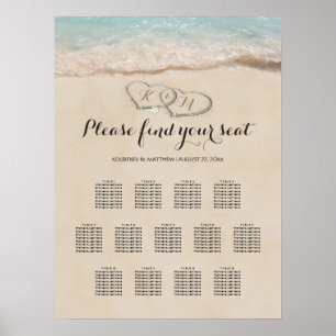 Poster Tropical Beach Heart Mariage 13 Seating Chart