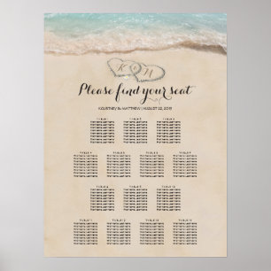 Poster Tropical Beach Heart Mariage 14 Seating Chart