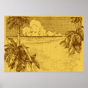 Poster Tropical Beach South Wind Vintage Art