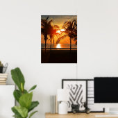 POSTER TROPICAL BEACH SUNSET 18X24 (Bureau à domicile)