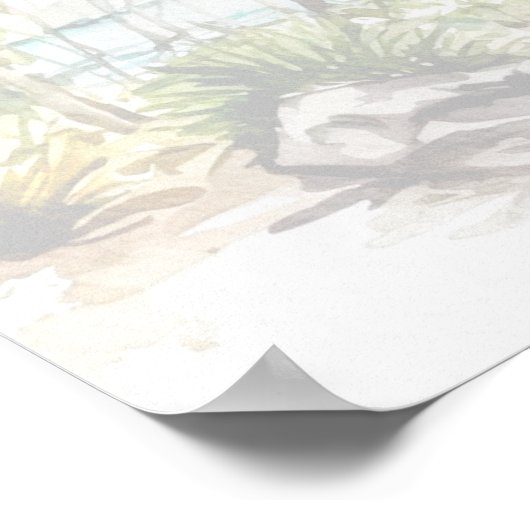 Poster Tropical Beach Wedding 10 Tables Seating Chart (Coin)