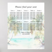 Poster Tropical Beach Wedding 10 Tables Seating Chart (Devant)