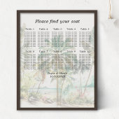 Poster Tropical Beach Wedding 10 Tables Seating Chart