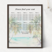 Poster Tropical Beach Wedding 10 Tables Seating Chart