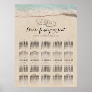 Poster Tropical Beach Wedding 20 Table Seating Chart