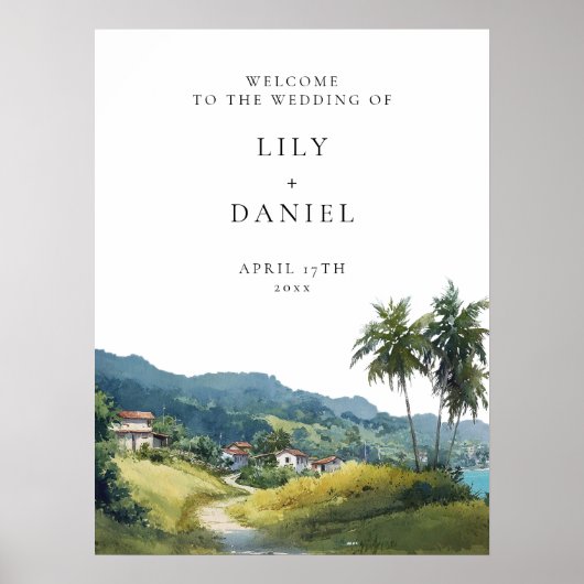 Poster Tropical Caribbean Wedding Welcome Sign (Devant)