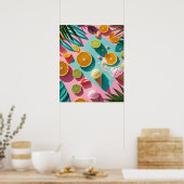 Poster Tropical Citrus & Beach Aesthetic Wall Art (Cuisine)