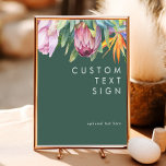 Poster Tropical coloré | Cartes et cadeaux verts personna<br><div class="desc">Cette tropicale colorée | cartes vertes et cadeaux poster personnalisé est parfait pour votre destination boho moderne vert, violet, mariage pêche. Le design présente un élégant bouquet de verdure et de fleurs de plage classiques, dont l'eucalyptus vert sauge, le mauve et la protéa rouge, l'hibiscus rose rousse, l'oiseau de paradis...</div>