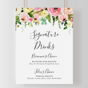 Poster Tropical Colorful Fall Signature Drinks Sign