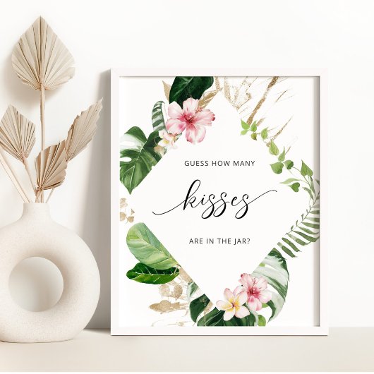 Poster Tropical combien de baisers nuptiale jeu de douche