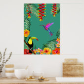 Poster Tropical Delight hummingbird toucan flowers (Cuisine)