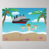 Poster Tropical Family Beach Cruise Fun (Devant)