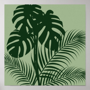 Poster Tropical Feuilles 2 Light Green Modern Art Imprime