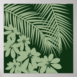 Poster Tropical Feuilles 3 Dark Green Modern Art Imprimer
