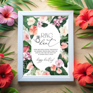Poster Tropical Floral Frame Ring Fête des mariées Jeu