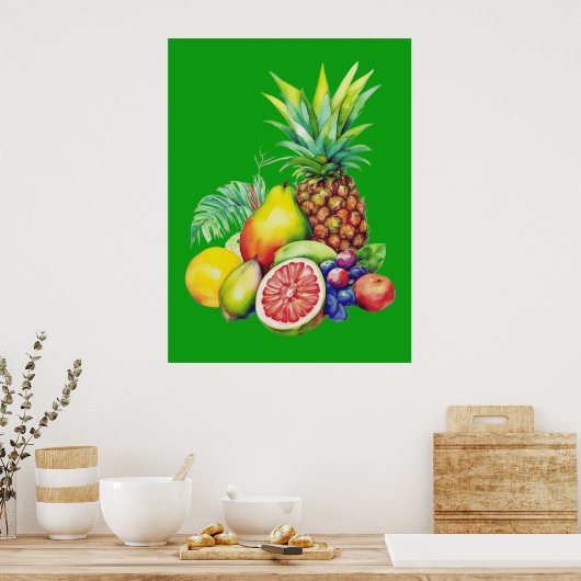 Poster Tropical Fruit Collage (Cuisine)
