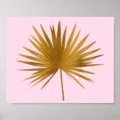 Poster Tropical Gold Sabal feuille Rose or rose (Devant)