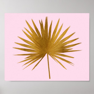 Poster Tropical Gold Sabal feuille Rose or rose