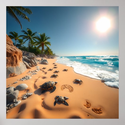 Poster Tropical Golden Shell Beach Chic (Devant)