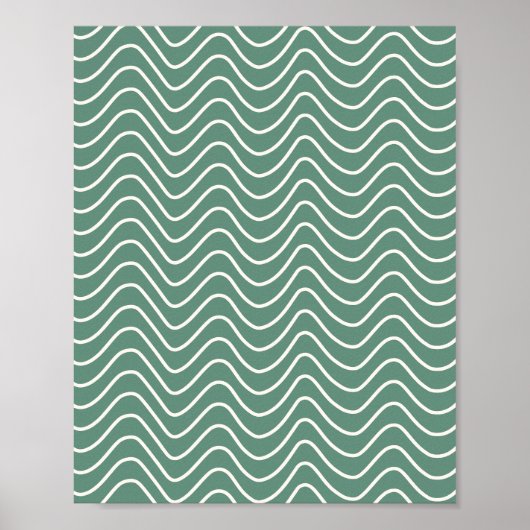 Poster Tropical Green Chevron Motif Minimal Zigzag (Devant)