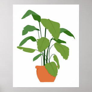 Poster Tropical Green Palm Pot Plante en Terracotta Urn