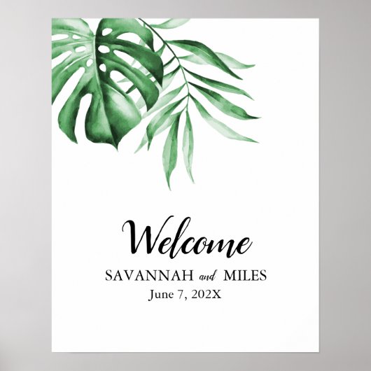 Poster Tropical Greenery Palm Customizable Sign (Devant)
