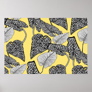 Poster tropical leaf and animal skin illustration pattern