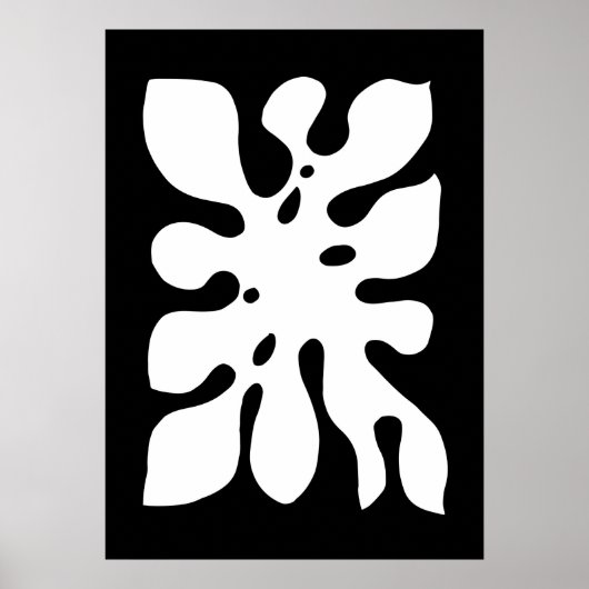 Poster Tropical Monstera Jungle Feuille Noir et Blanc (Devant)