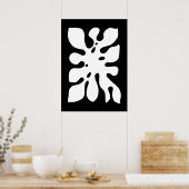 Poster Tropical Monstera Jungle Feuille Noir et Blanc (Cuisine)