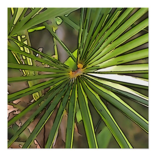 Poster Tropical Palm Black Outline Art (Devant)
