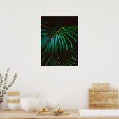 Poster Tropical Palm Leaf Green Relaxant méditatif (Cuisine)