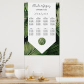 Poster Tropical Palm Leave Greenery Mariage Seating Chart (Cuisine)