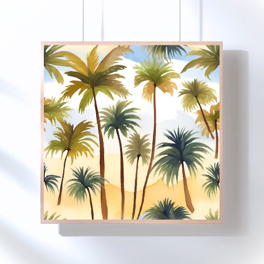 Poster Tropical Palm Trees | Beach Watercolor Painting
